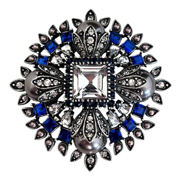 Vintage Joan Rivers Pin Enhancer Maltese Cross Crystals VERY RARE8K